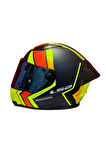 RAPID 2 RACE EXTRA MAT NEON SARI-NAVY MAVİ KASK++SPOİLER-SET