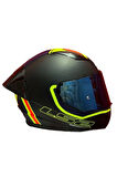 RAPID 2 RACE EXTRA MAT NEON SARI-NAVY MAVİ KASK++SPOİLER-SET