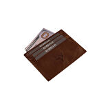 Garbalia Madalyon Crazy Deri Unisex Slim Kartlık Cüzdan