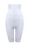 Kadın Beyaz Uzun Paça Çift Kat Boxer Korse 2044