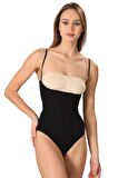 Kadın Siyah Seamless Göğsü Açık Slip Korse 2073
