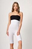2044 Kadın Uzun Paça Seamless Double Boxer Korse Beyaz