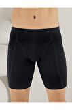 Erkek Siyah Likralı Uzun Boxer Me114