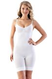 Seamless Dikişsiz Desenli Paçalı Body Korse 2071 Beyaz