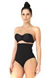 Seamless Yüksek Bel Çıtçıtlı Double Slip Korse Külot 2019 Siyah