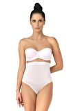 Seamless Yüksek Bel Karın Destekli String Külot Korse 2054 Beyaz