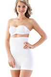 2047 Dikişsiz Yüksek Bel Boxer Korse Beyaz