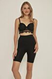 Siyah Dikişsiz Uzun Paçalı Kadın Boxer Korse 3005