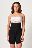 Siyah Dikişsiz Önden Agraflı Paçalı Boxer Korse 2087