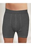 6'lı Paket Likralı Boxer Koyu Gri