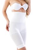 Kadın Beyaz Uzun Paçalı Yüksek Bel Çift Kat Boxer Korse 2015