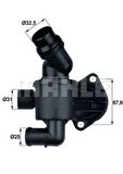 Mahle-Knecht-Behr TI3487 Termostat 87C A4 A5 A6 Q5 Crafter 2.0TDI 03L121111AD