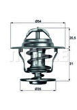 Mahle-Knecht-Behr TX1392D Termostat Volvo 850 960 C 70 I S 40 I S 60 I S 60 I AWD S 70 S 80 I S 80 I AWD S 90 V 40 I V 70 I V 9180811