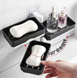 MAİN SHOP 4 Katlı Duvara Asılan Döner Sabun Kutusu Banyo Organizer Stand Gri