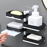 MAİN SHOP 4 Katlı Duvara Asılan Döner Sabun Kutusu Banyo Organizer Stand Gri