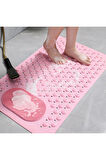 MAİN SHOP 1 Adet Pembe Renk Silikon Kaymaz Tabanlı  Banyo Paspası Duş Kaydırmazı Vantuzlu 36 X 69,5 cm