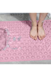 MAİN SHOP 1 Adet Pembe Renk Silikon Kaymaz Tabanlı  Banyo Paspası Duş Kaydırmazı Vantuzlu 36 X 69,5 cm
