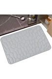 MAİN SHOP 1 Adet Çakıl Taşı Kabartmalı Banyo Matı, Makine Yıkanabilir Banyo Halısı