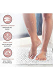 MAİN SHOP Kare Masajlı Silikon Banyo & Duş Kaydırmazı Beyaz Renk Massage Bath Math Banyo Paspası