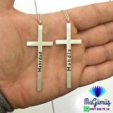 HAÇ CROSS İSİM YAZILIR TASARIM GÜMÜŞ KOLYE