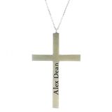 İsimli İsim Yazılı Büyük Boy Haç Cross Gümüş Kolye