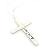 İsimli İsim Yazılı Büyük Boy Haç Cross Gümüş Kolye