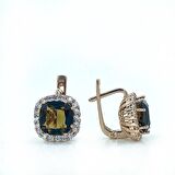 Pırlanta İşçilik Baget Smoky Quartz Taş Gümüş Küpe