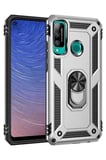 P40 Lite E Kılıf Sofya Yüzüklü Silikon Kapak - Gümüş