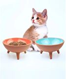 KEDİ KÖPEK MAMA SU KABI 2 Lİ AYAKLI SIRLI ÇÖMLEK