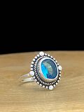 Aquamarine Taş Otantik Üst Kalite 925 Ayar  Gümüş Yüzük