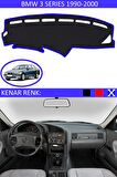 BMW 3 SERİSİ 1990-2000 MODEL İÇİN UYGUN TORPİDO KORUMA HALISI SİYAH RENK MAVİ KENAR