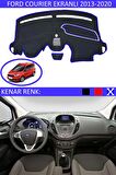 FORD COURİER EKRANLI 2013-2020 MODEL İÇİN TORPİDO KORUMA HALISI SİYAH RENK MAVİ KENAR