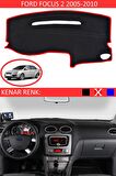 FORD FOCUS 2 2005-2010 MODEL İÇİN TORPİDO KORUMA HALISI SİYAH RENK KIRMIZI KENAR