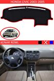 HONDA CIVIC 2003-2005 MODEL İÇİN TORPİDO KORUMA HALISI SİYAH RENK KIRMIZI KENAR