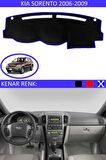 KİA SORENTO 2006-2009 MODEL İÇİN TORPİDO KORUMA HALISI SİYAH RENK MAVİ KENAR