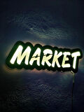 Market yazılı ışıklı mdf tablo