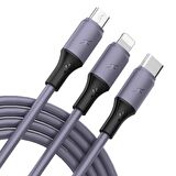 Native Audio 1.2 Metre 3 Uçlu (Micro USB, Type-C, Iphone) Mor Şarj Kablosu
