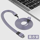 Native Audio 1.2 Metre 3 Uçlu (Micro USB, Type-C, Iphone) Mor Şarj Kablosu