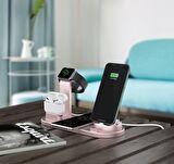 Native Audio UD-15 4 in 1 Kablosuz 10W Rose Gold Hızlı Şarj Masaüstü Standı