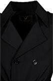 Erkek Siyah Slim Fit Kısa Model Trençkot