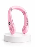 Pembe Boyun Tipi Fan USB Şarjlı Hafif Tasarım Güçlü Hava Üflemeli Serinletici