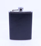 Siyah Deri Kaplama Cep Matarası/Flask 8 OZ