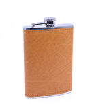 Turuncu Deri Kaplama Paslanmaz Çelik Cep Matarası - Hip Flask 9 OZ