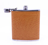 Turuncu Deri Kaplama Paslanmaz Çelik Cep Matarası - Hip Flask 7 OZ