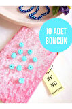 10 ADET MAVİ BONCUK BİLEKLİK HEDİYE İÇİNDEN DELİKLİ BİLEKLİK APARATI SERT PLASTİK ŞEKER DESENLİ