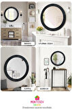 Safir Ahşap Siyah Dekoratif Ayna Yuvarlak Ayna Işlemeli Banyo Aynası Duvar Aynası Ikili / 69 - 56 Cm