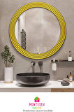 Zümrüt Ahşap Gold Dekoratif Ayna Yuvarlak Ayna Işlemeli Duvar Aynası Banyo Aynası Ikili / 56 - 43 Cm