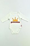 Modam Bebek Princess Taçlı Uzun Kol Kız Bebek Body