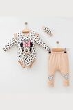 Modam Bebek KIZ BEBEK LEOPARLI DAİSY DUCK BANDANALI ALT ÜST TAKIM 