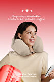 Moda Home Bedding Visco Ortopedik Seyahat Yastığı-Visco Yastık,Çıkarılabilir Kılıf, Lüks Seyahat Yastığı Bej